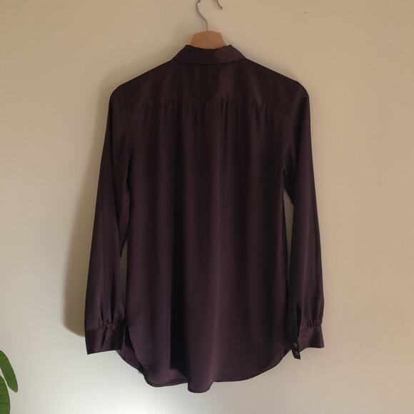 Ann Taylor LOFT Deep Purple V-Neck Blouse | Relaxed Fit Top XXS - Picture 9 of 9
